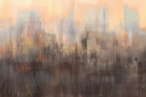 Abstrakte Stadtlandschaft bei Sonnenuntergang von Christina Sillen