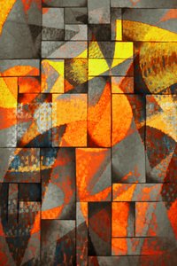 Lebendige geometrische orangefarbene Blöcke von Christina Sillen