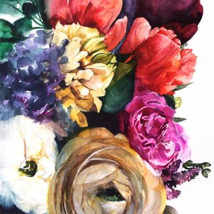 Üppige Aquarellblüten von Christine Lindstrom
