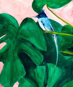 Tropischer Vogel Monstera-Blatt