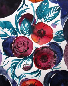 Lebendiges Blumen-Aquarell von Christine Lindstrom