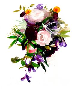 Lebhaftes Blumen-Aquarell-Bouquet von Christine Lindstrom