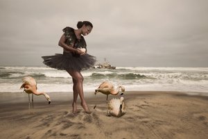 Ballerina und Strandflamingos von Christine von Diepenbroek