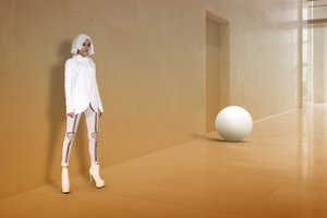 Futuristische Frau Flur