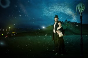 Surreales Paar und Oktopus von Christine von Diepenbroek
