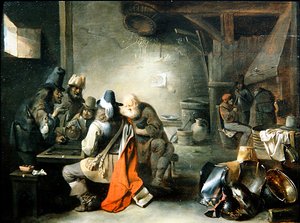 Gruppe von Figuren, die Backgammon spielen