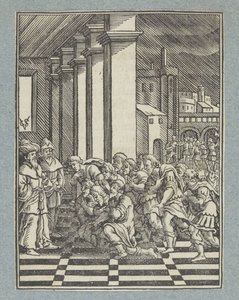 Josefs Brüder knien vor ihm in Ägypten von Christoffel van Sichem (II)