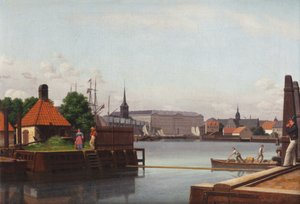 Die Börse, Christiansborg und Holmens Kirche, gesehen vom Platz der Asiatischen Kompanie von Christoffer Wilhelm Eckersberg