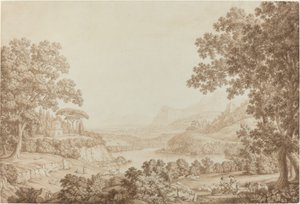 Arkadische Landschaft mit einem Mausoleum