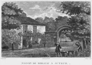Haus von Nicolas Boileau, bekannt als Boileau-Despreaux, in Auteuil, Paris, graviert von Ashby (19. Jahrhundert)