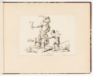 Platte 4, La Ptisanier (Der Kräutertee-Verkäufer), Singeries oder verschiedene Aktionen des menschlichen Lebens dargestellt von Affen