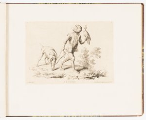 Tafel 5, Le Faucon (Der Falke), Singeries ou différentes actions de la vie humaine représentées par des singes (Affenszenen oder verschiedene Handlungen des menschlichen Lebens dargestellt von Affen)