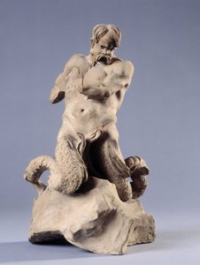 Triton. Steinskulptur von Christophe Veyrier