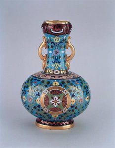 Dummy-Vase dekoriert in Nachahmung von Cloisonne, Minton & Co von Christopher Dresser