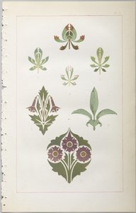 Die Kunst des dekorativen Designs: mit einem Anhang, der die Stunden des Tages angibt, zu denen Blumen öffnen, veröffentlicht von Day & Son, London, 1862 von Christopher Dresser