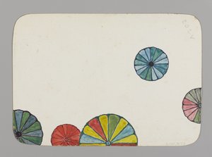 Kleine Karte mit stilisierten Chrysanthemen verziert (Rückseite), ca. 1880