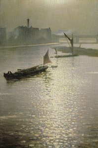 Von der Waterloo-Brücke: Sonne bricht durch den Nebel, ca. 1924 von Christopher Richard Wynne Nevinson