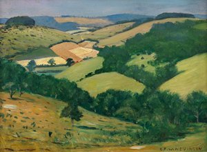 Hügeliges Land (die Downs unterhalb von Goodwood) von Christopher Richard Wynne Nevinson