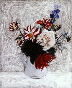 Dahlien und Rittersporn