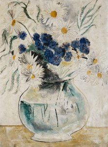 Gänseblümchen und Kornblumen in einer Glasschale von Christopher Wood