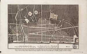Plan der Stadt London nach dem Großen Brand von 1666 von Christopher Wren