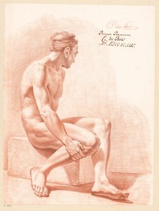 Sitzender männlicher Akt, von der Seite gesehen (1. Preis 1794) von Chrétien Dubois