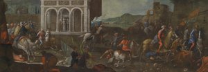Die heilige Katharina von Siena verteidigt eine Stadt gegen die Türken von circle of Vittore Carpaccio
