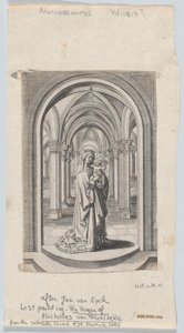 Jungfrau und Kind in einer Kirche, auch bekannt als die Van Maelbeke Jungfrau, 1575-1585 von Circle of the Brothers Wierix.