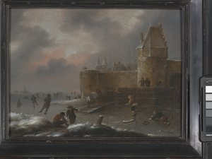 Winterlandschaft mit Schlittschuhläufern, um 1660 von Claes (1630 76) Molenaer