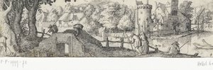 Ansicht eines Schlosses (Berufe und Ansichten in und um Amsterdam) von Claes Jansz. Visscher (II) (attributed to)