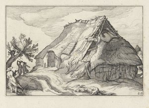 Bauernhof mit eingestürztem Strohdach von Claes Jansz. Visscher (II)