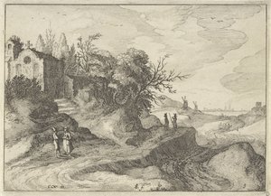 Kapelle an einer kurvigen Landstraße von Claes Jansz. Visscher (II)
