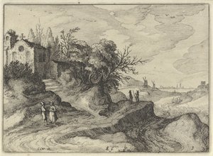 Kapelle an einer kurvigen Landstraße von Claes Jansz. Visscher (II)