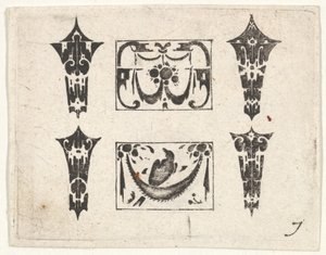 Schwarzarbeit-Druck mit zwei horizontalen Tafeln und vier Fassungen, ca. 1620 von Claes Jansz Visscher