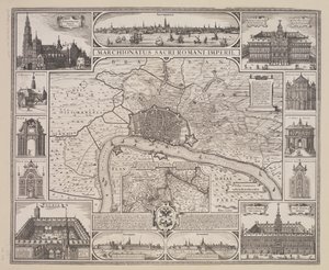 Plan von Antwerpen mit Ansicht der Stadt und der wichtigsten Gebäude von Claes Jansz. Visscher
