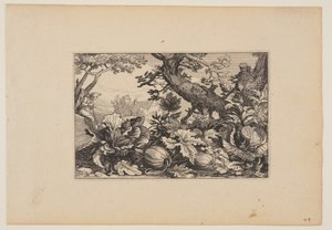 Baum und Melonen, aus Landschaften (Verscheyden aerdige Lanthuysen...) von Claes Jansz. Visscher