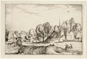 Straße in ein Dorf, Tafel neunzehn nach Bilder von Bauernhöfen, Landhäusern und rustikalen Dörfern (Praediorum villarum et rusticarum casularum icones)