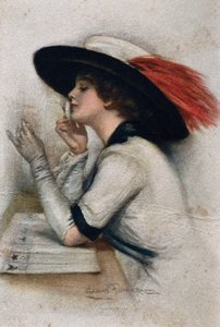 Eine elegante junge Frau, die bei den Wahlen 1920 in den Vereinigten Staaten wählt, 20. Jahrhundert