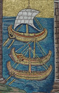 Die römischen Galeeren. Mosaik aus Ravenna, Kopie