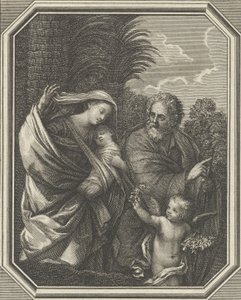 Die Flucht nach Ägypten, die heilige Familie geht mit dem jungen Johannes dem Täufer, ca. 1720-86 von Claude Augustin Duflos
