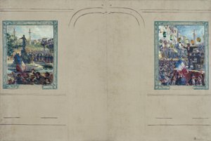 Skizze für das Rathaus des 12. Arrondissements von Paris: Place de la Nation. Place de la Bastille, ca. 1910 von Claude Charles Bourgonnier