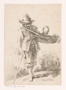 Junger Verkäufer von Backwaren in einer Landschaft von Claude Henri Watelet