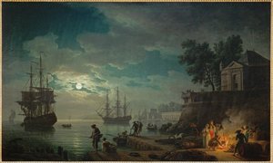 Die Nacht, ein Hafen bei Mondschein