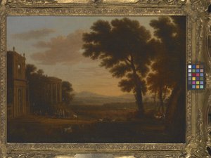 Landschaft mit dem Vater von Psyche, der am milesischen Tempel des Apollo opfert