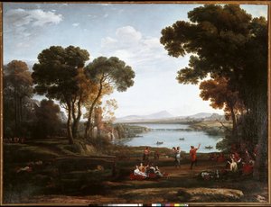 Landschaft mit tanzenden Figuren