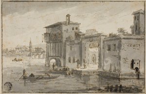 Gebäude am Lagune von Claude Lorrain