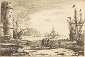 Hafen mit einem großen Turm (Le Port de mer à la grosse tour) von Claude Lorrain
