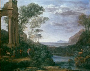 Landschaft mit Ascanius, der den Hirsch von Sylvia schießt, 1681-1682