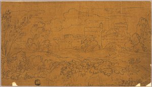 Landschaft mit ummauerter Stadt