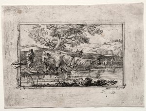 Die Herde am Wasserplatz von Claude Lorrain
